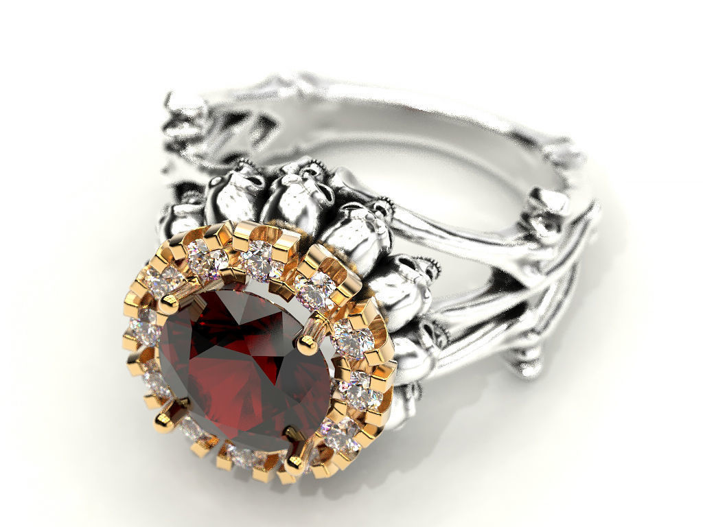 Skull and bone ring 3 3D print model_1