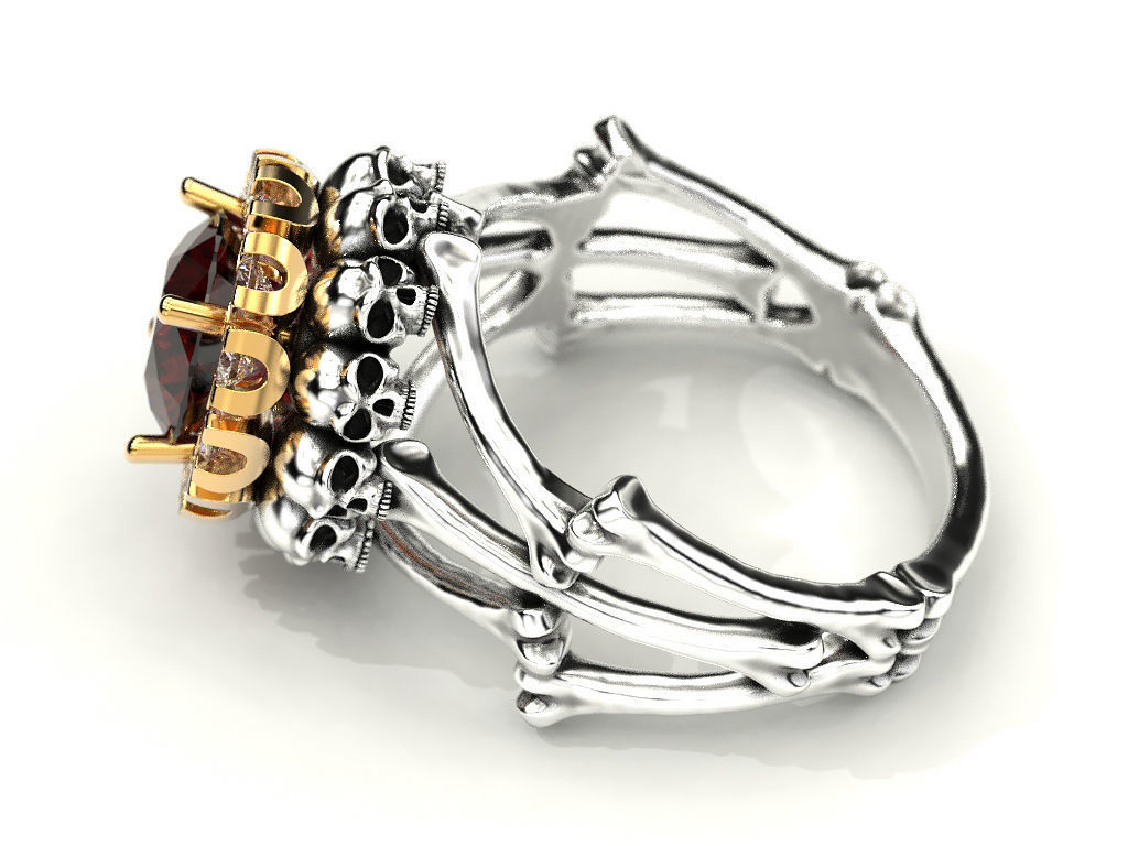 Skull and bone ring 3 3D print model_4