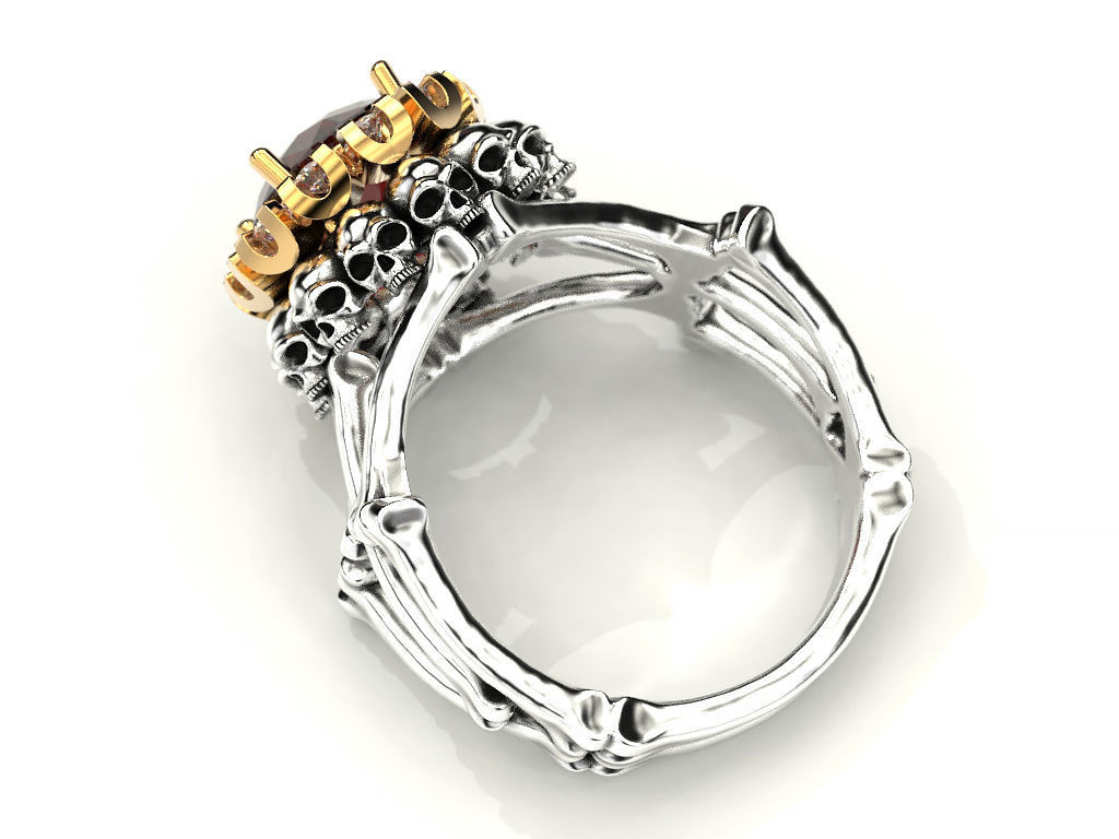 Skull and bone ring 3 3D print model_3