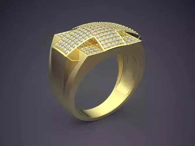 Impressive Thick Man Ring With Cross and Diamonds