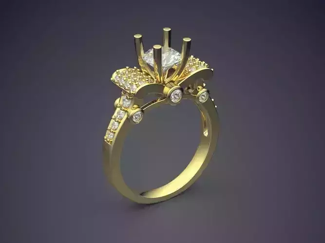 Feminine Ring with Bow and Diamonds