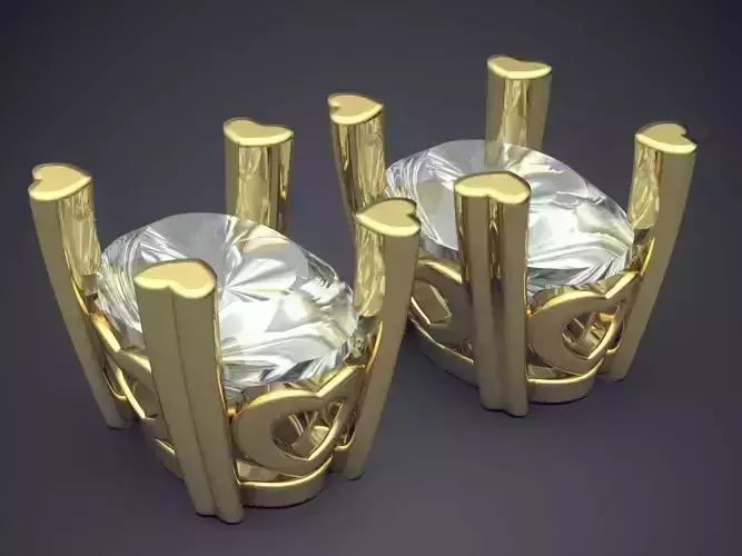 Earrings With Diamond And Heart-shaped Textures 1684