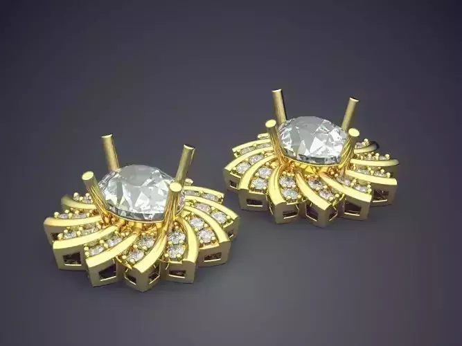 Flower Shape Earrings With Diamond 1679