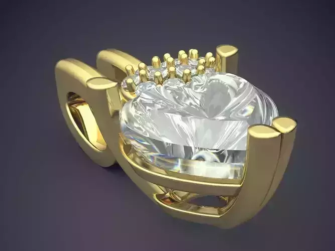 Beautiful Feminine Pendant with Heart-Shaped Diamond 3D print model