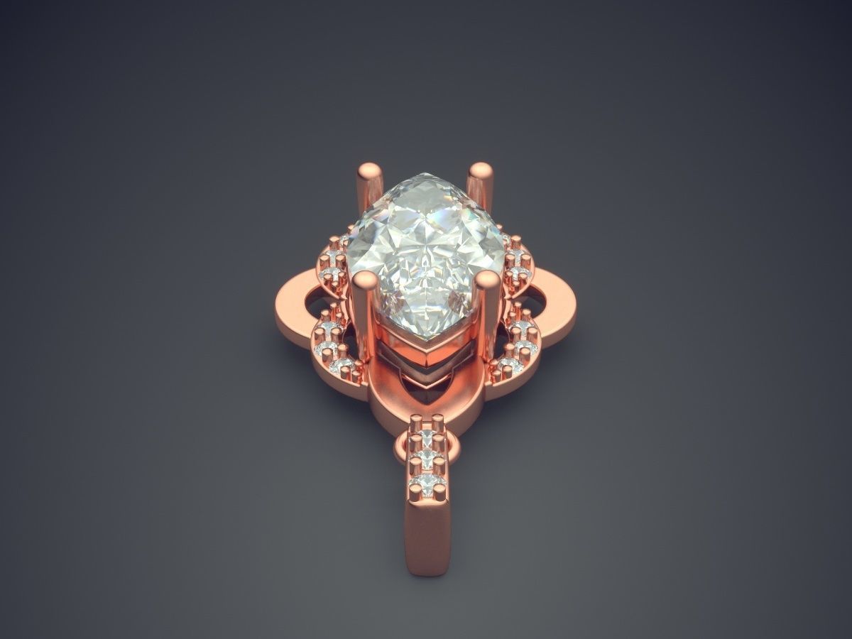 Pendant With Diamonds 1673 3D print model_2