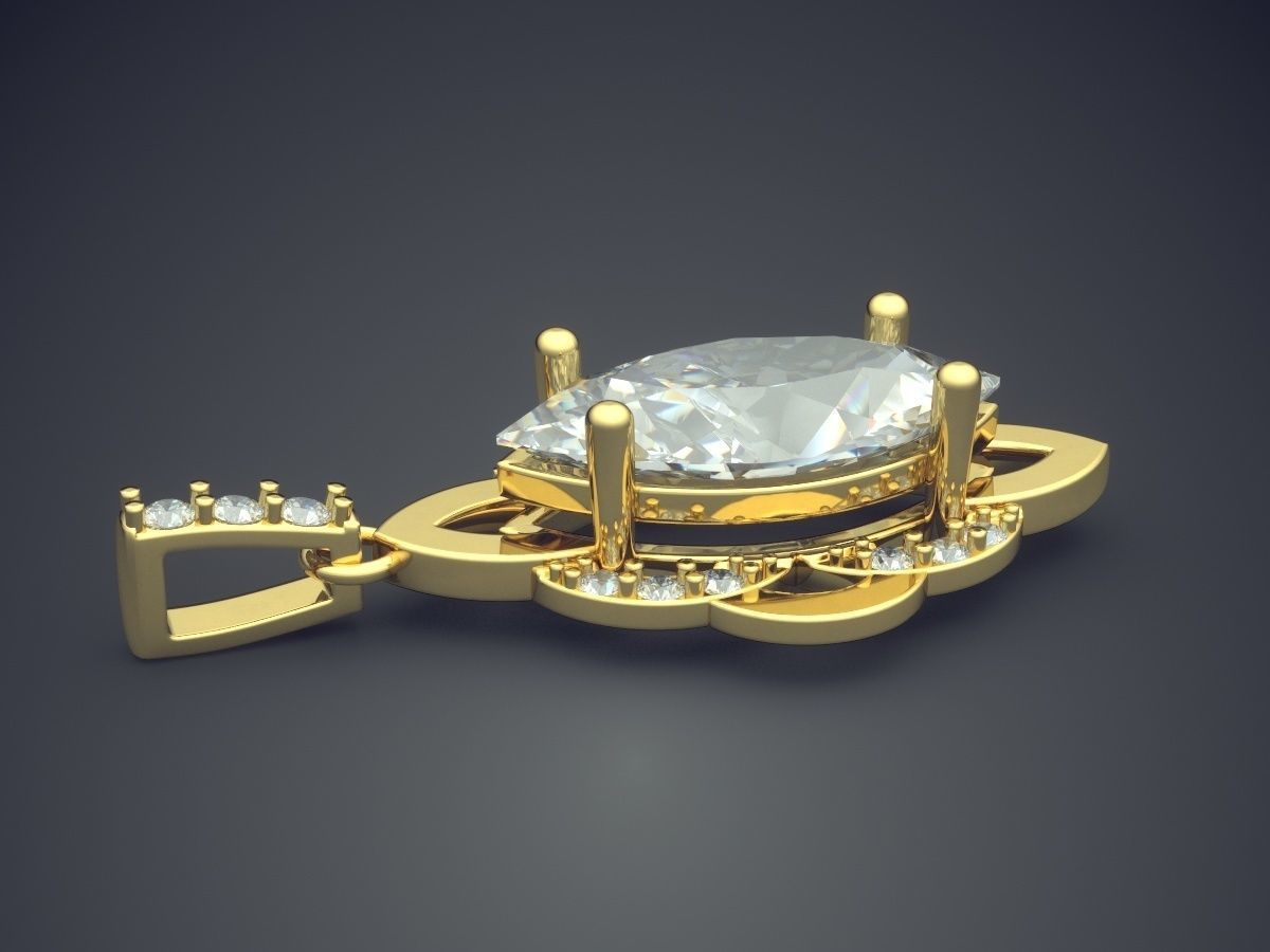 Pendant With Diamonds 1673 3D print model_3