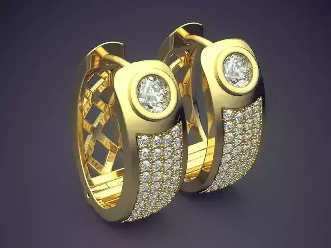 Thick Earrings With Diamonds 1666