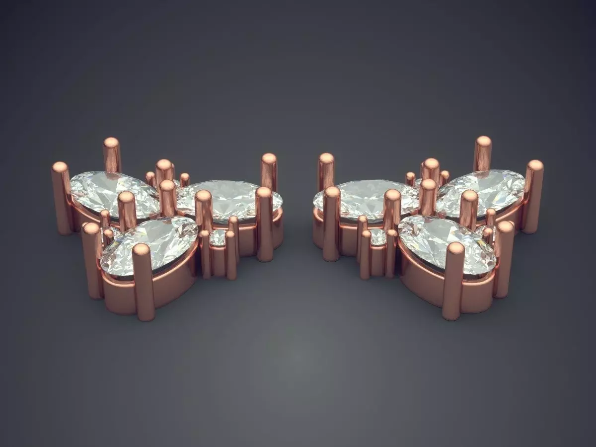 Earrings With Drop Shape Diamonds 1660 3D print model_2