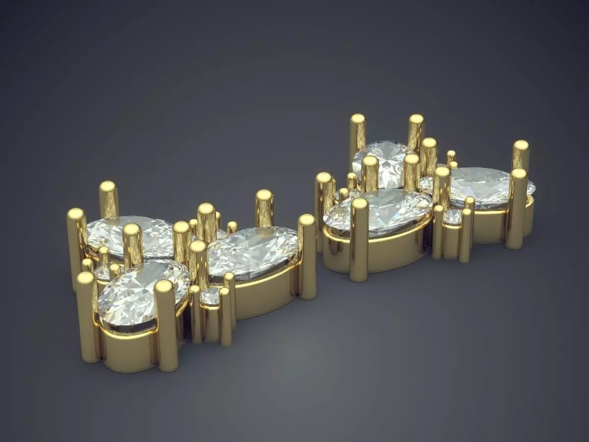 Earrings With Drop Shape Diamonds 1660 3D print model_0