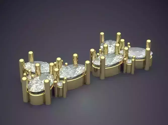 Earrings With Drop Shape Diamonds 1660