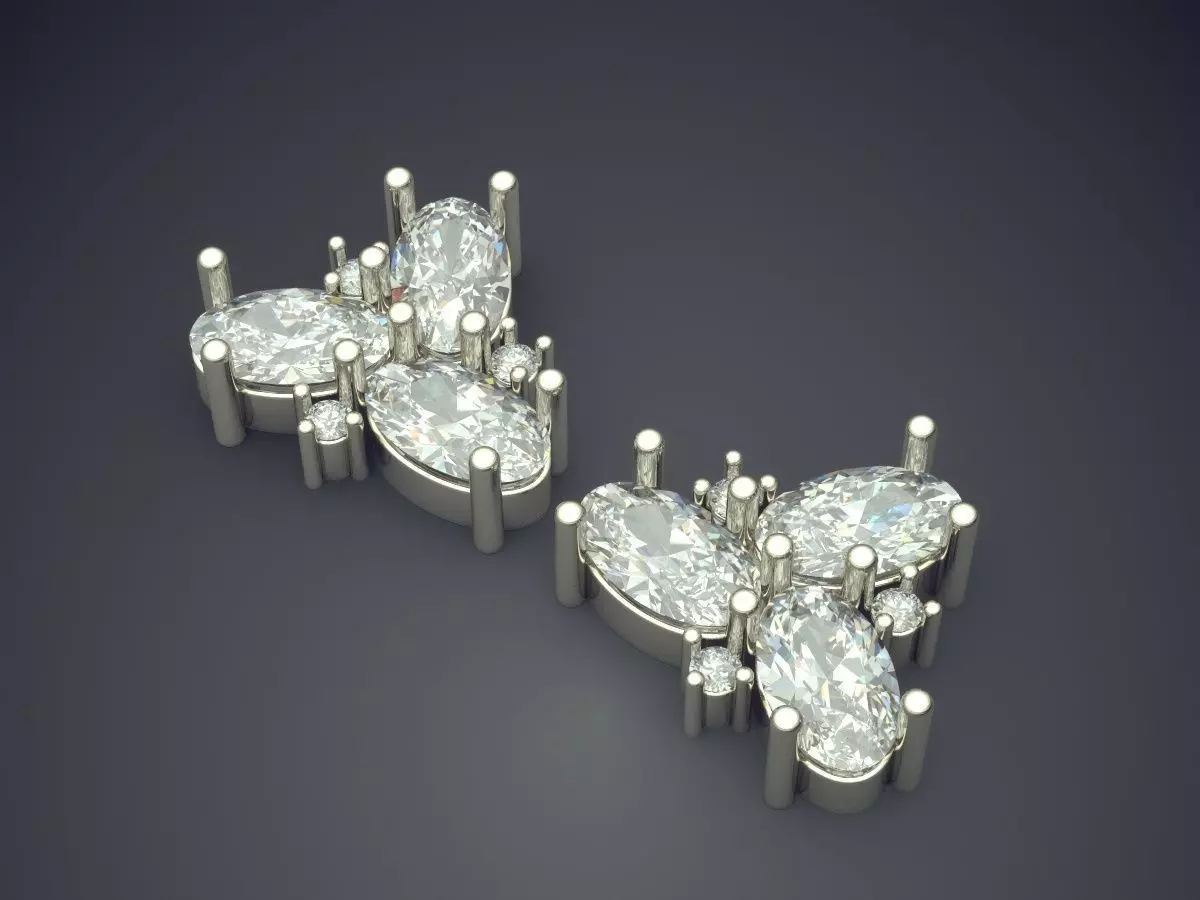 Earrings With Drop Shape Diamonds 1660 3D print model_1