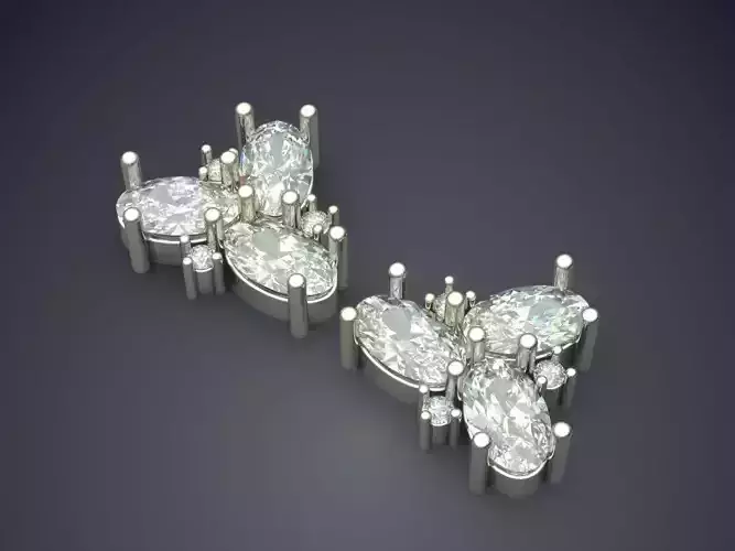 Earrings With Drop Shape Diamonds 1660