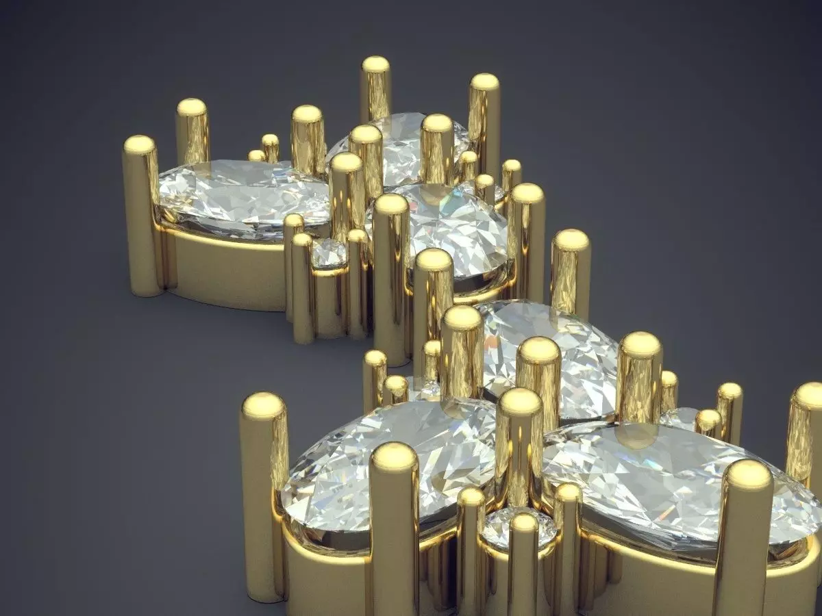 Earrings With Drop Shape Diamonds 1660 3D print model_3