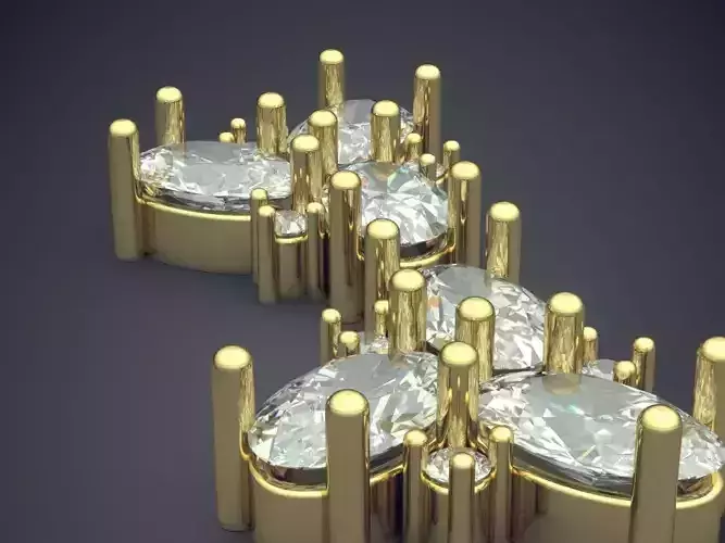 Earrings With Drop Shape Diamonds 1660