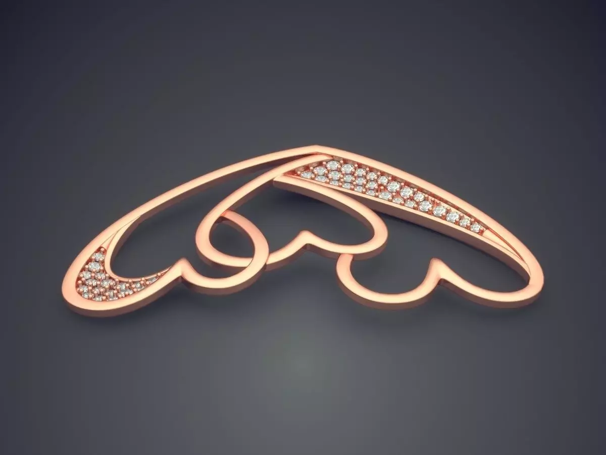 Heart-shaped Pendant With Small Diamonds 1653 3D print model_2