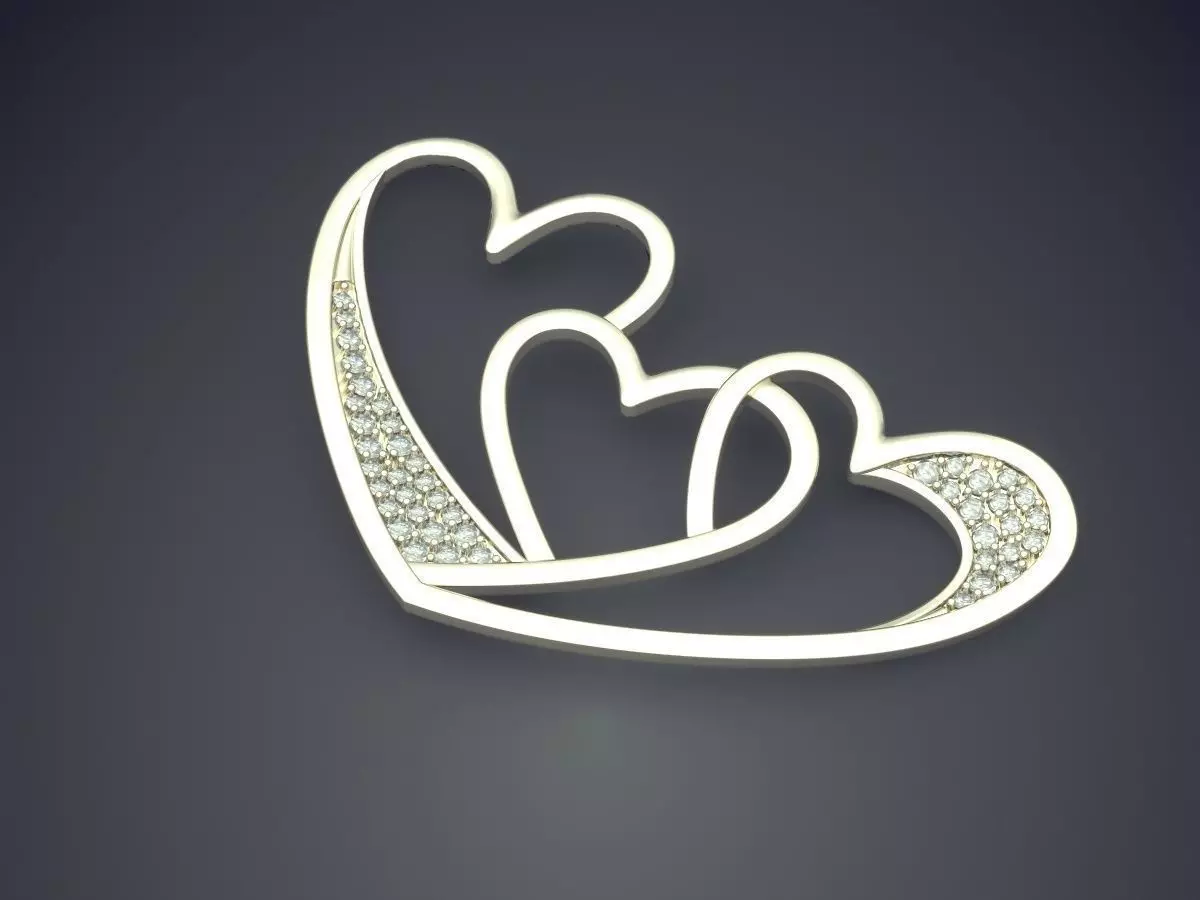Heart-shaped Pendant With Small Diamonds 1653 3D print model_1