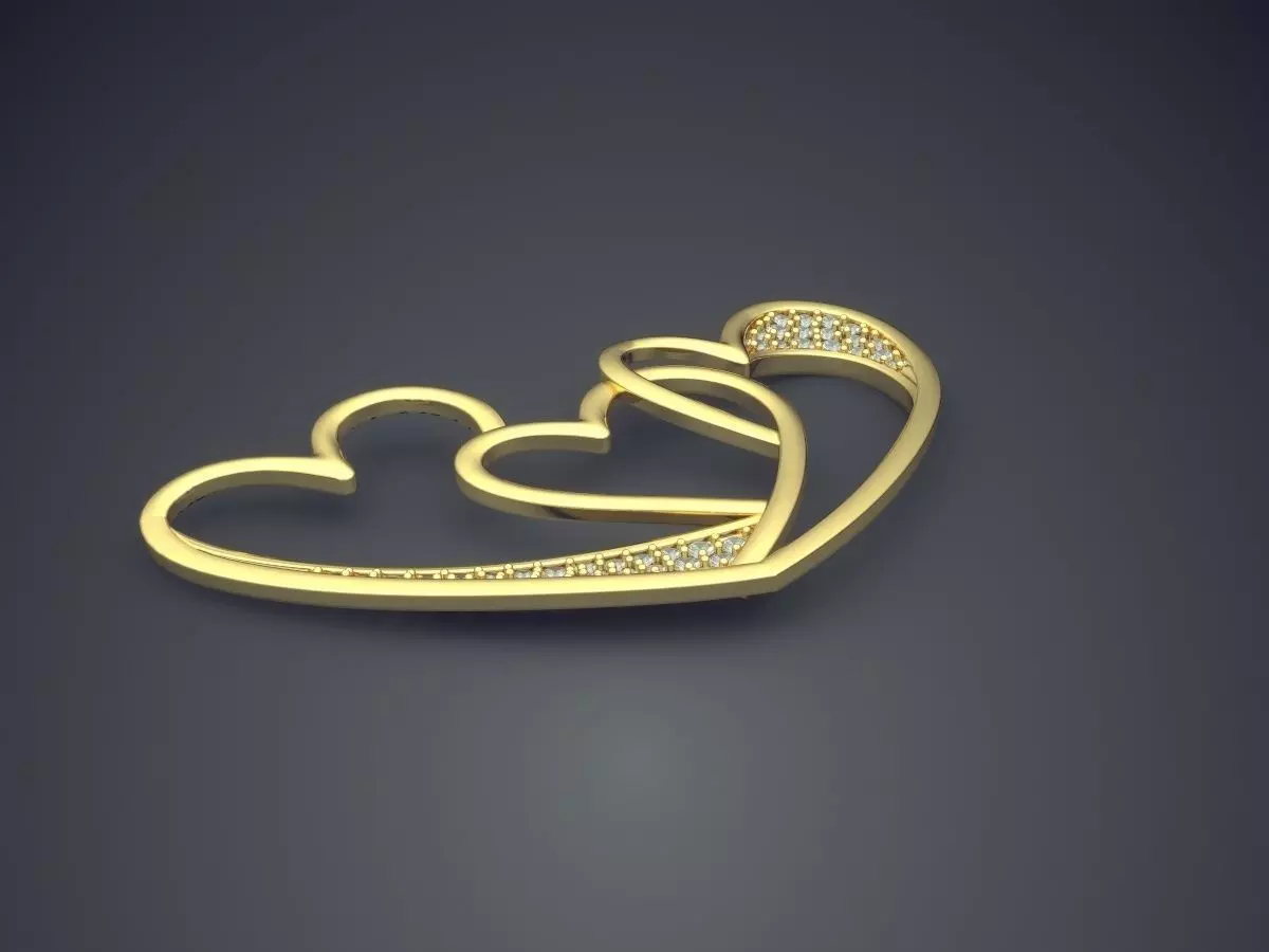 Heart-shaped Pendant With Small Diamonds 1653 3D print model_0