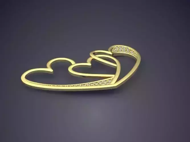 Heart-shaped Pendant With Small Diamonds 1653 3D print model