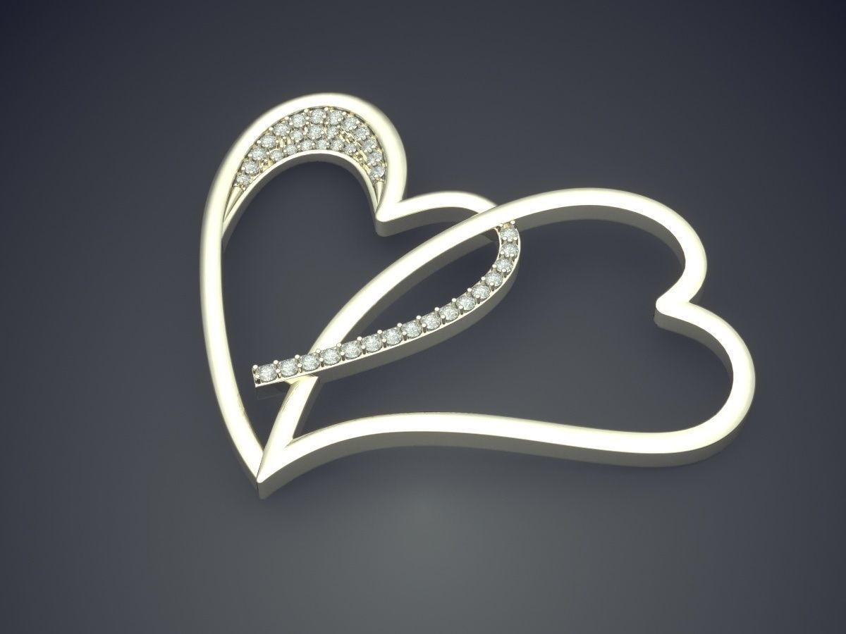 Heart-shaped Pendant With Small Diamonds 1648 3D print model_1
