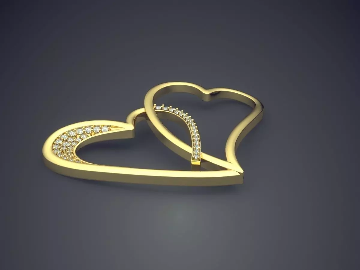 Heart-shaped Pendant With Small Diamonds 1648 3D print model_0