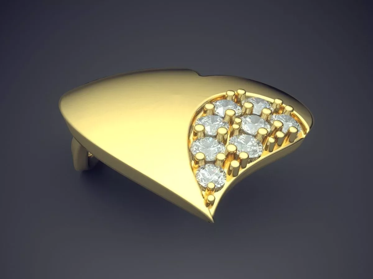 Heart-Shaped Pendant with Texturing and Diamonds 1644 3D print model