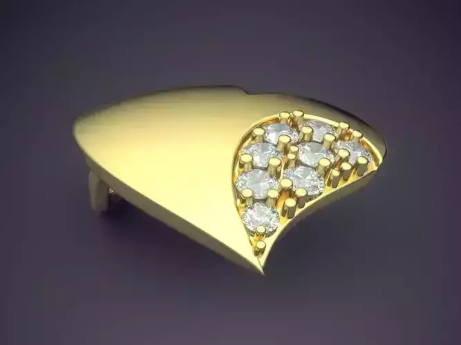 Heart-Shaped Pendant with Texturing and Diamonds 1644 3D print model