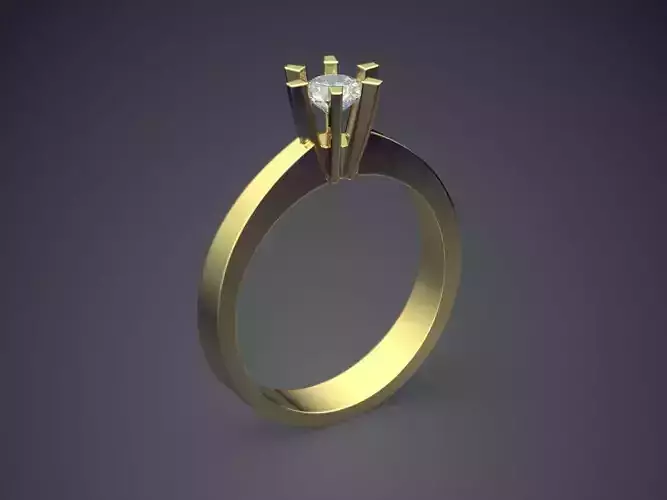 Simple Engagement Ring With Diamond 1639 3D print model