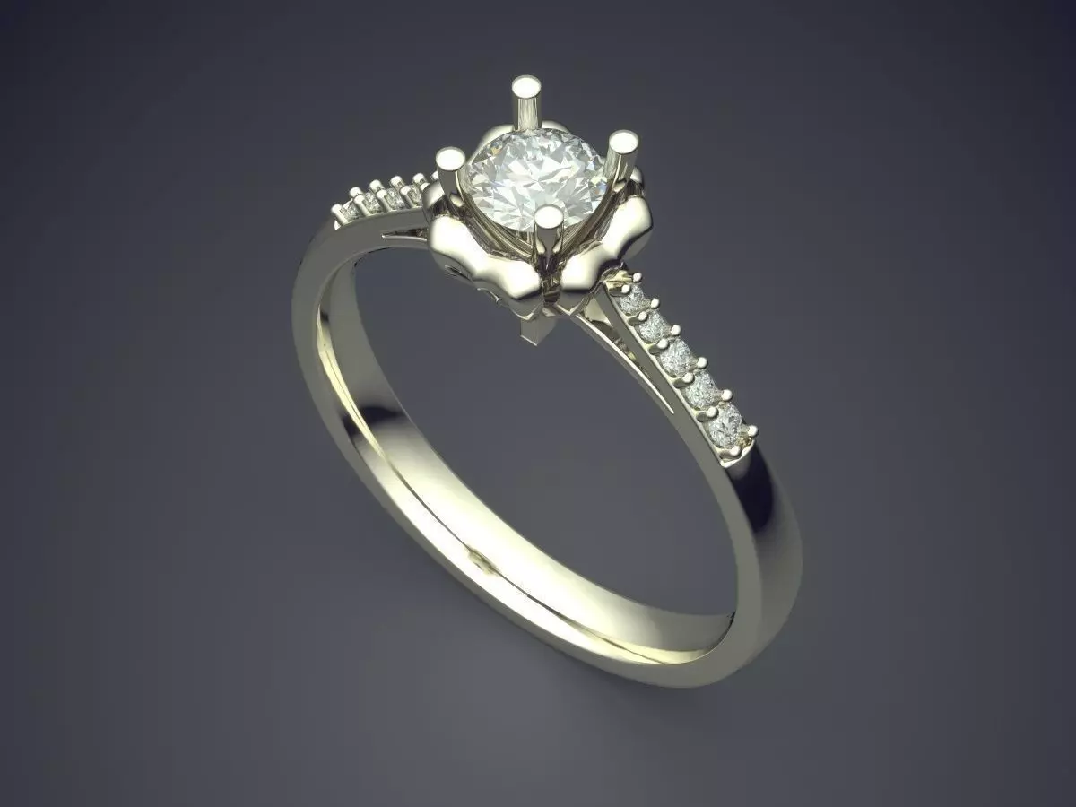 Thin Wedding Ring With Small Diamonds 1641 3D print model_1
