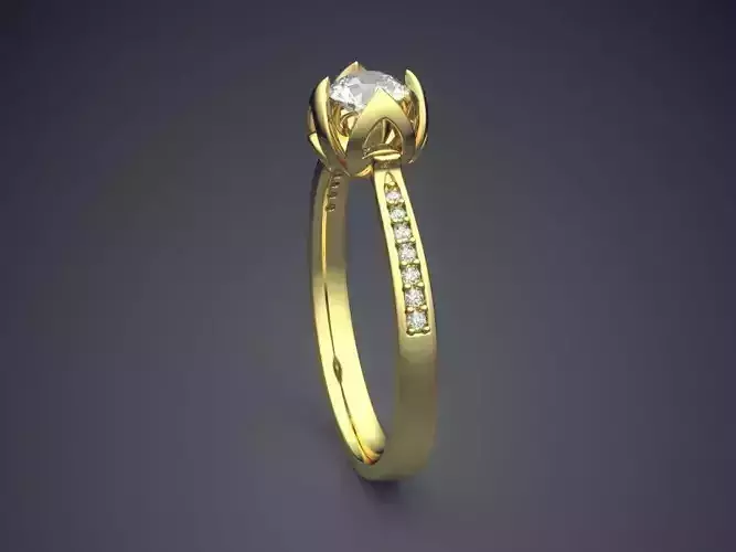 Thin Engagement Ring With Small Diamonds 1634