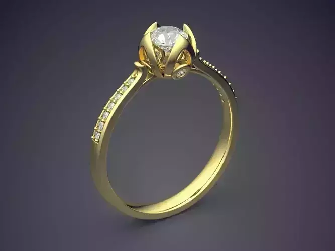 Thin Engagement Ring With Small Diamonds 1634 3D print model