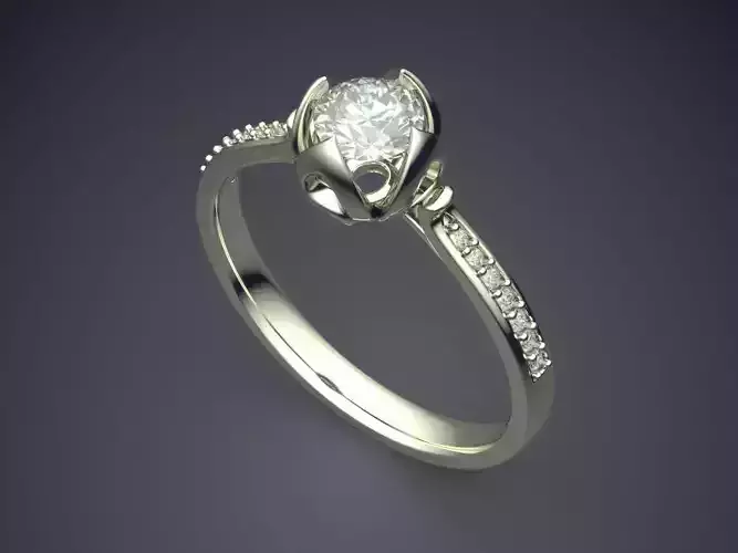 Thin Engagement Ring With Small Diamonds 1634