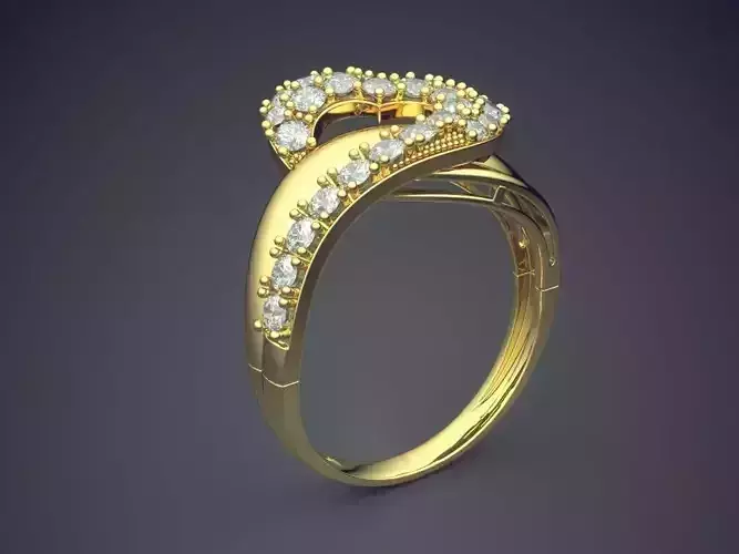 Luxurious Engagement Ring with Texturing and Diamonds 1632 3D print model