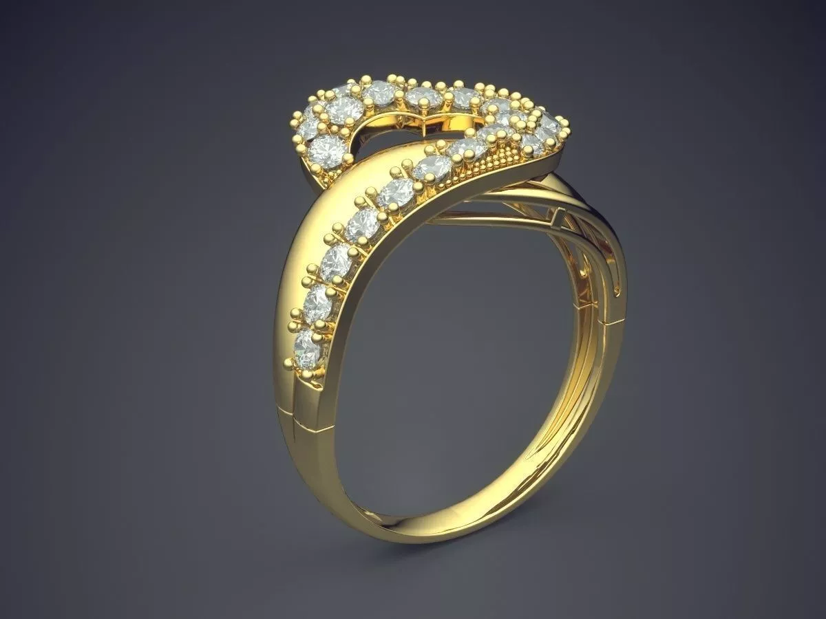 Luxurious Engagement Ring with Texturing and Diamonds 1632 3D print model