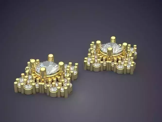 Fancy Flower-Shaped Earrings Diamonds 1624