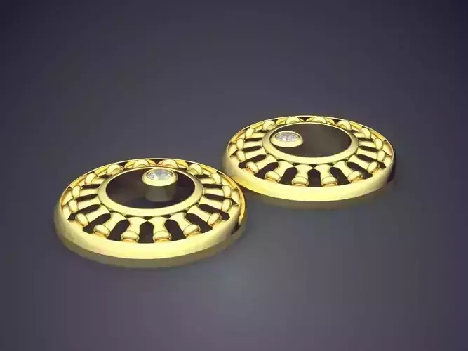 Unique Earrings with Carving and Diamond Details 1620