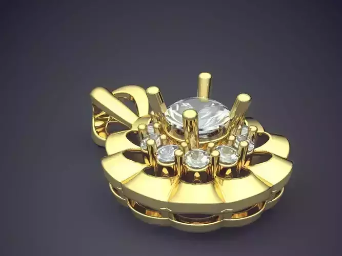 Feminine Flower Pendant with Diamonds 1615