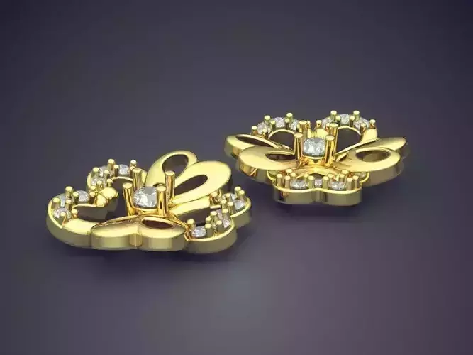 Flower Shape Earrings With Diamonds 1613