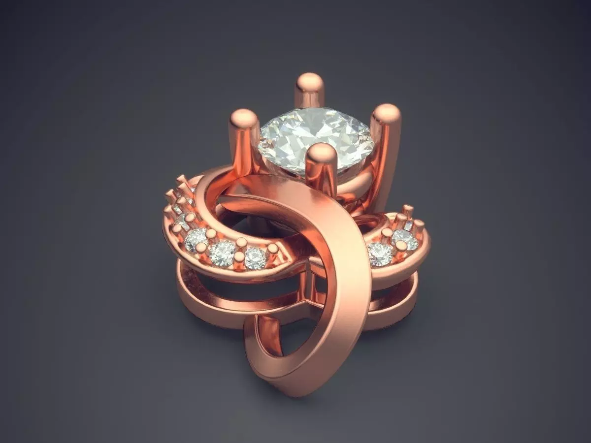 Unique Pendant Shape With Diamonds 1592 3D print model_2