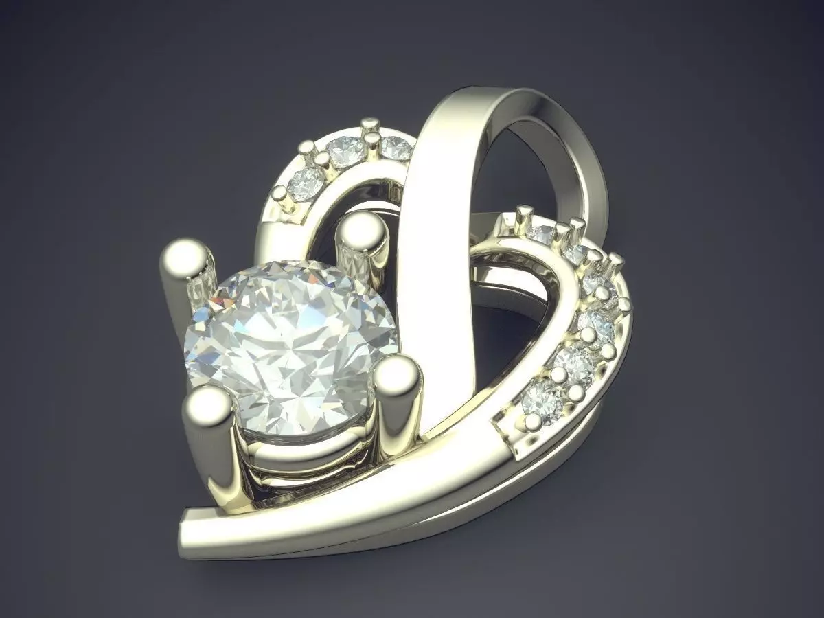 Unique Pendant Shape With Diamonds 1592 3D print model_1