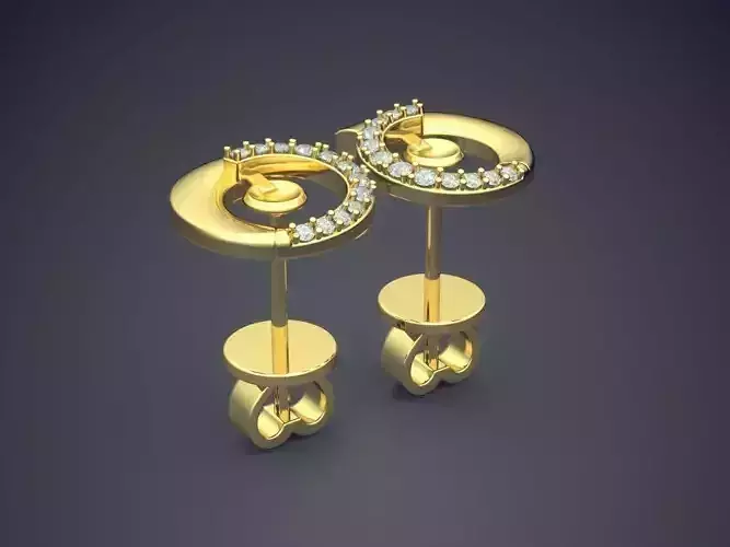 Oval Earrings With Small Diamonds 1590