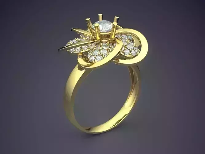 Flower-Shaped Engagement Ring With Diamonds 1582