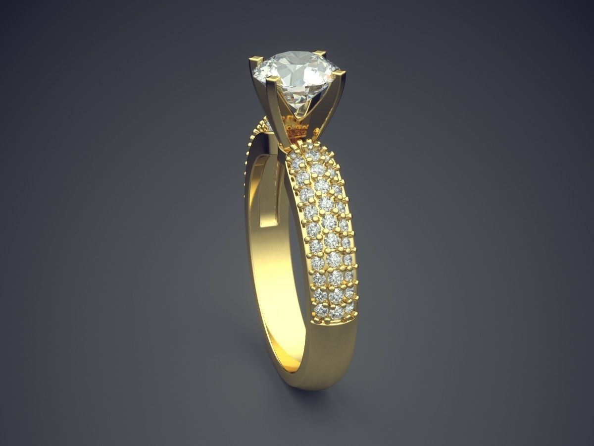 Minimalistic Engagement Ring with Diamonds 1576 3D print model_3