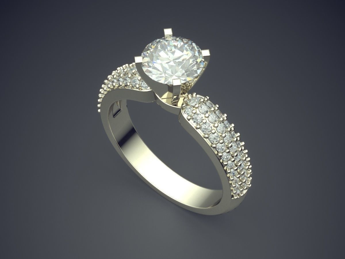 Minimalistic Engagement Ring with Diamonds 1576 3D print model_1