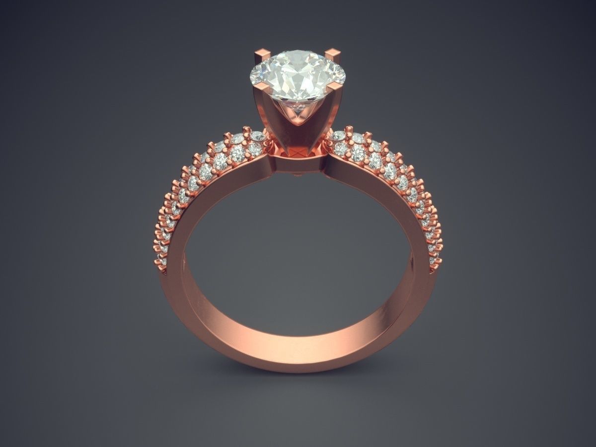 Minimalistic Engagement Ring with Diamonds 1576 3D print model_2