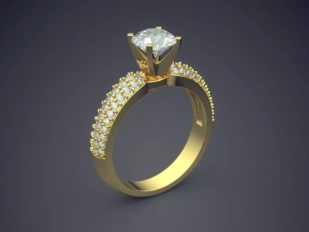 Minimalistic Engagement Ring with Diamonds 1576 3D print model_0