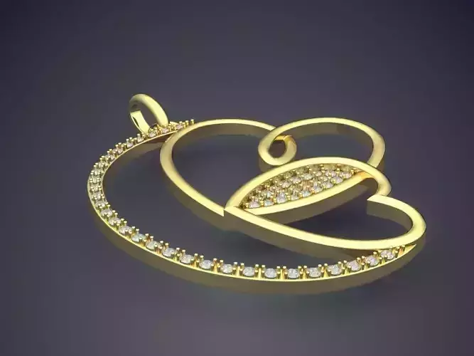 Thin Heart Shape Pendant With Few Diamonds 1577