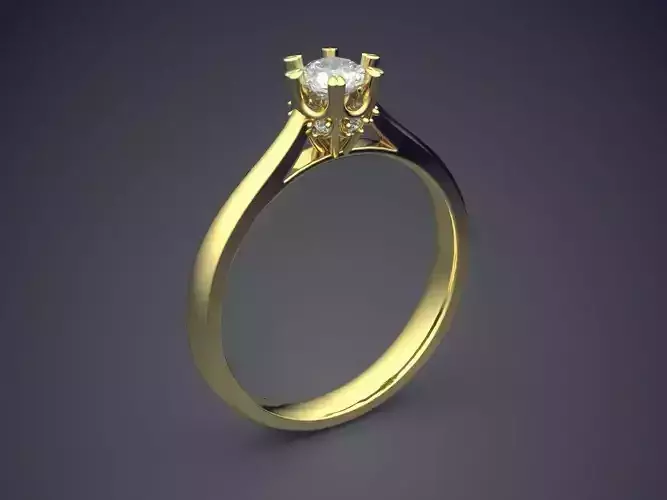 Thin Engagement Ring With Gem 1572