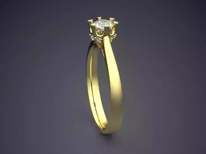 Thin Engagement Ring With Gem 1572