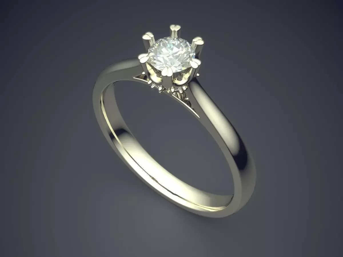 Thin Engagement Ring With Gem 1572 3D print model_1