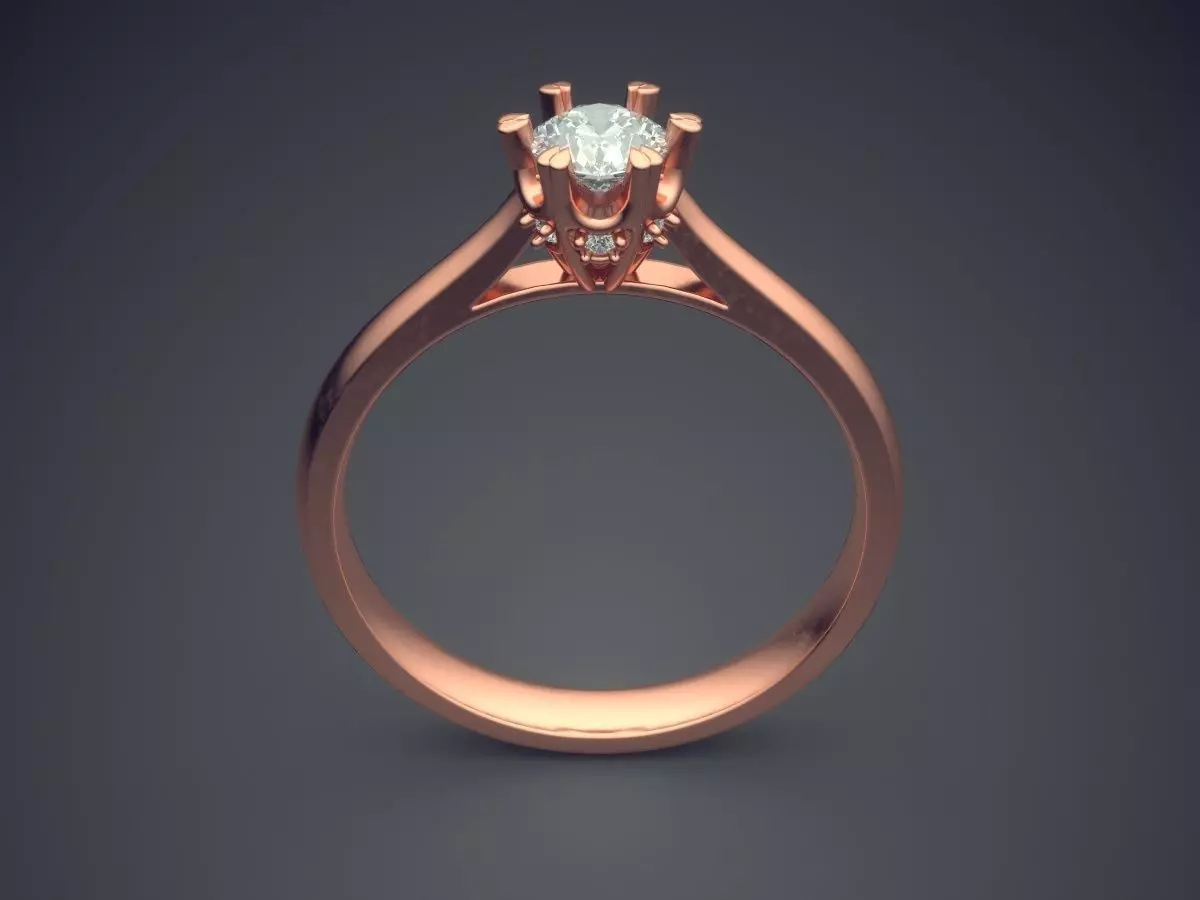 Thin Engagement Ring With Gem 1572 3D print model_2
